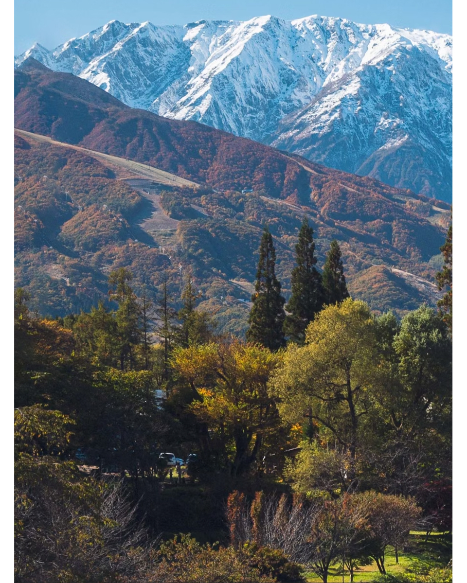 Hakuba autumn mountains with snow peaks