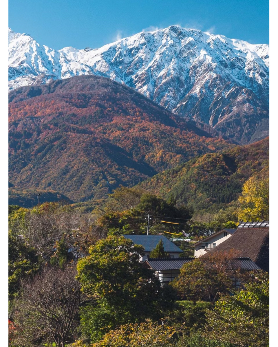 Hakuba village with mountain backdrop